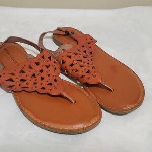 Rock & Candy Orange Laser-Cut Thong Sandals with Stud Accents